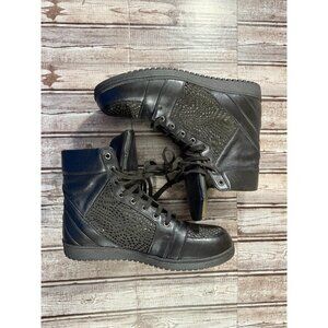 GARETH PUGH Leather Lasercut Accents high top sneakers shoes size 40